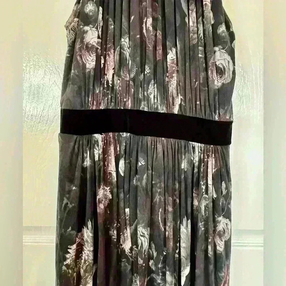 FUZZI Whimsigoth Fairy Feminine Velvet Floral Trim Tie Neck Flare Tulle Mesh M - Picture 7 of 15